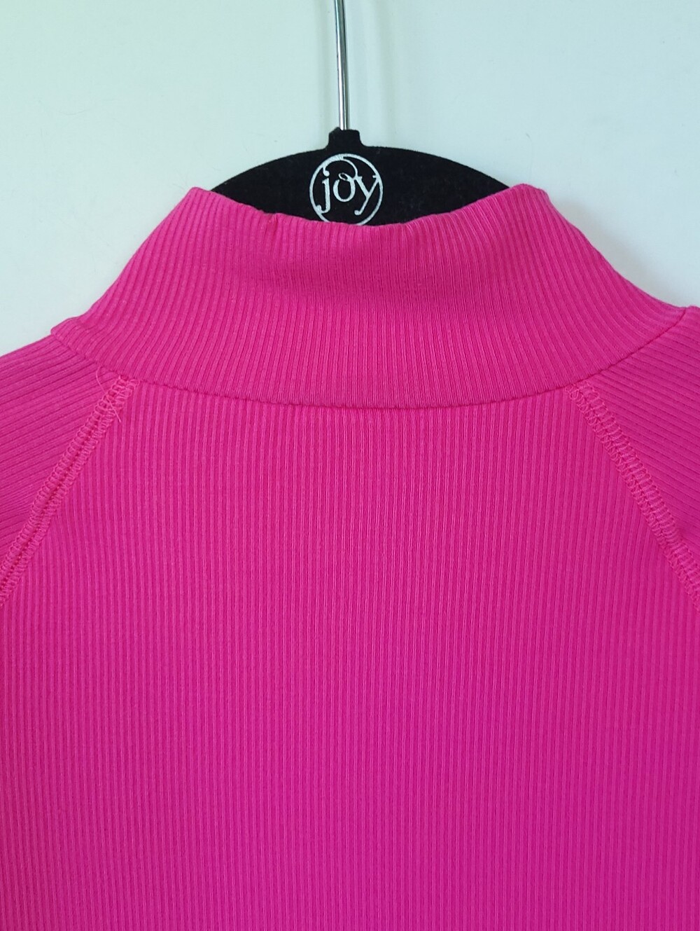 Naked Wardrobe NWOT Hot Pink Ribbed 1/2 Zip Crop Mock Neck Top Y2K Baddie L - Picture 8 of 12